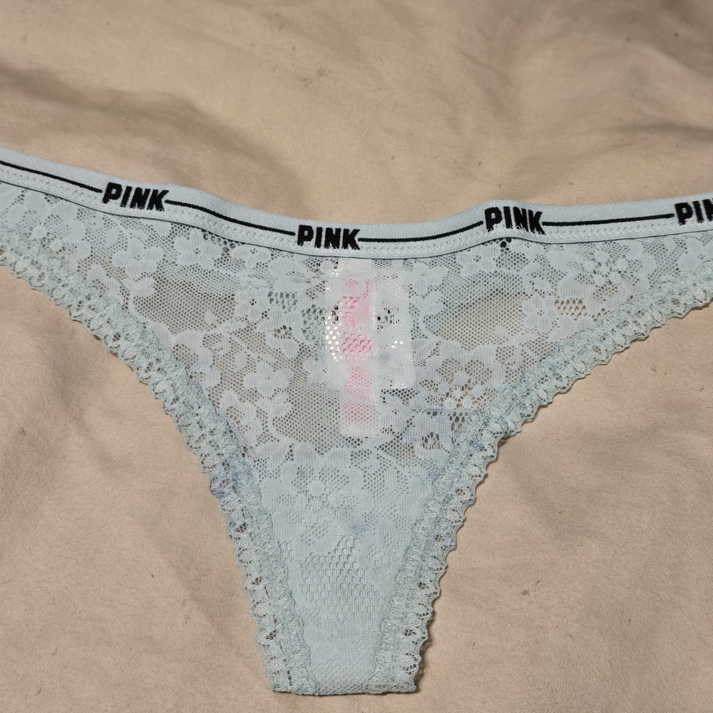 PINK Victoria's Secret Sheer Lace Panties - Soft Blue
